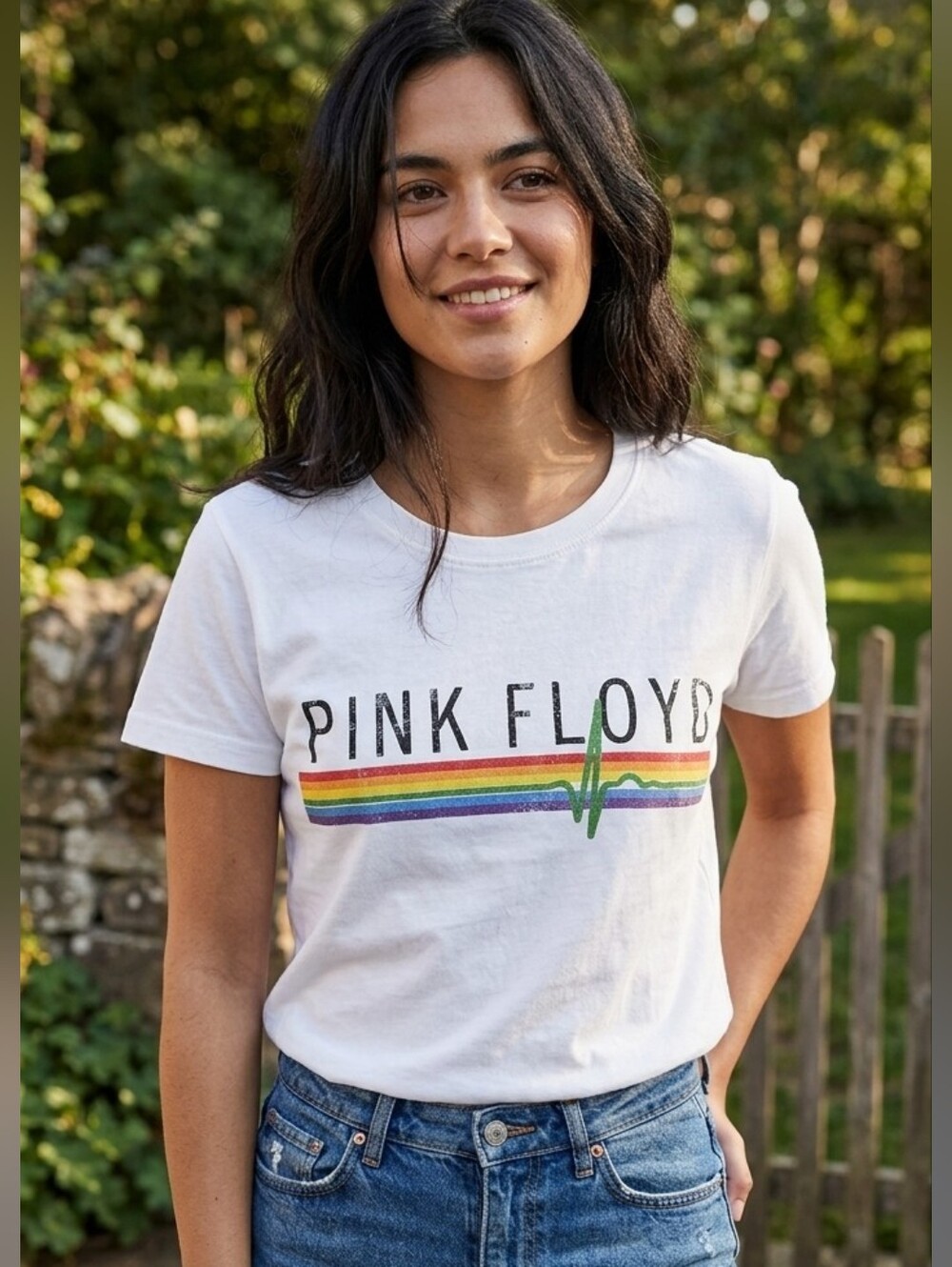 Recycled Karma,,Pink Floyd White Women's Cut Small Tee